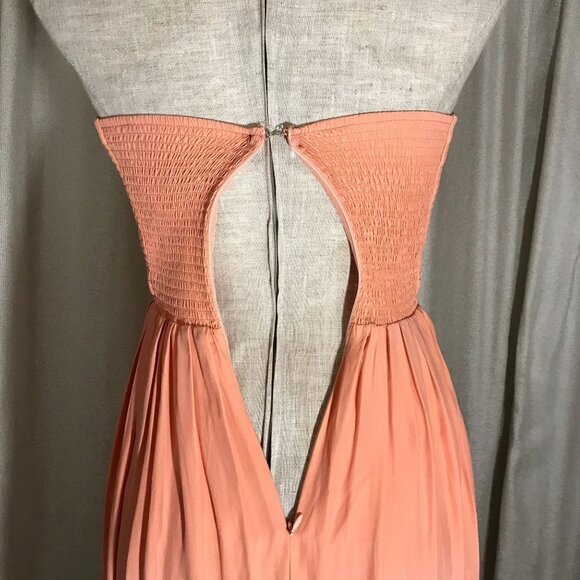 Parker 'Bayou' Strapless Silk Gown / Maxi Dress Coral Pink Small - Picture 9 of 16